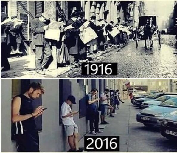 1916 e 2016 Pessoas Na Calçada